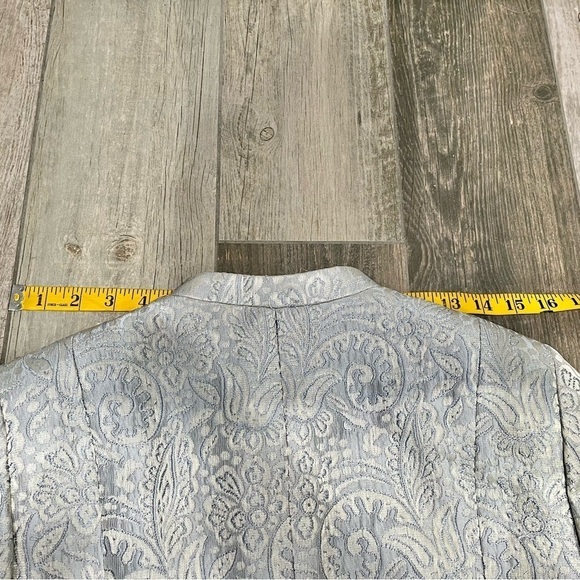 Rickie Freeman Teri Jon Suit Set- jacket & skirt brocade print silver gray sz 2 - Picture 15 of 15
